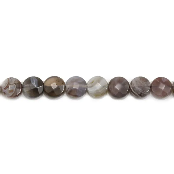 Agate du botswana rond plat facette 8.5-9mm x 40cm