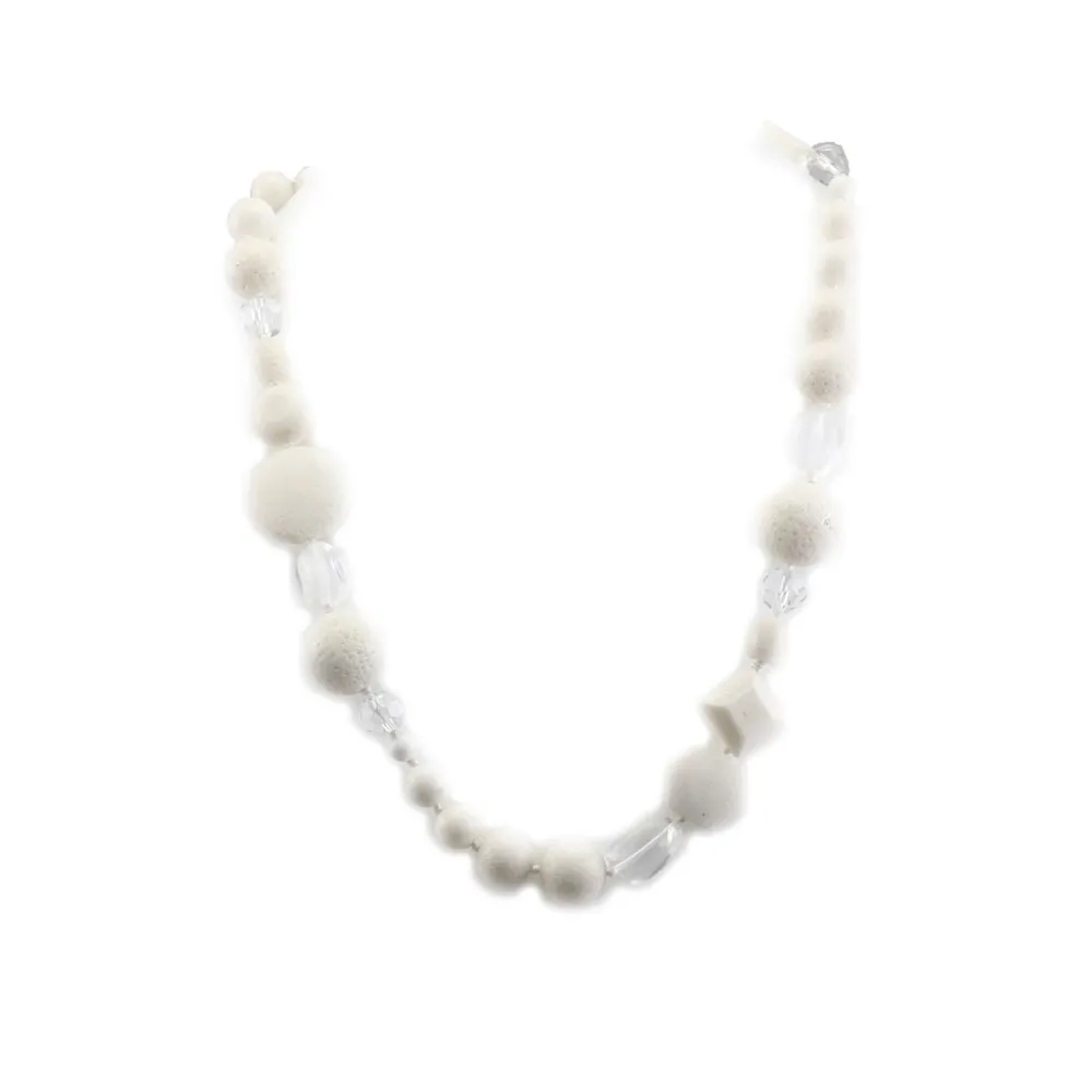 Collier cristal de roche et bambou de mer blanche
