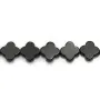 Onyx noir, trèfle, 10mm x 40cm