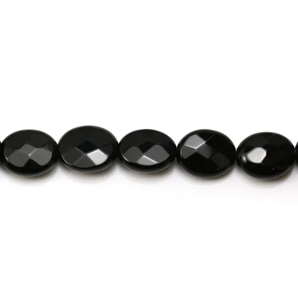 Onyx, faceted oval, 8x10mm x 37cm