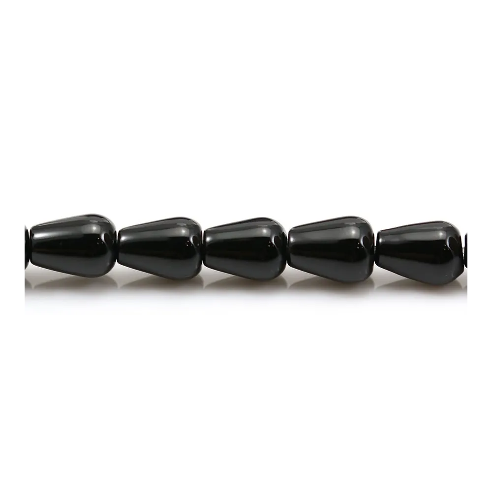 Agate de couleur noire, en forme de goutte, 6 * 9mm x 6pcs