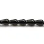 Agate de couleur noire, en forme de goutte, 6 * 9mm x 6pcs