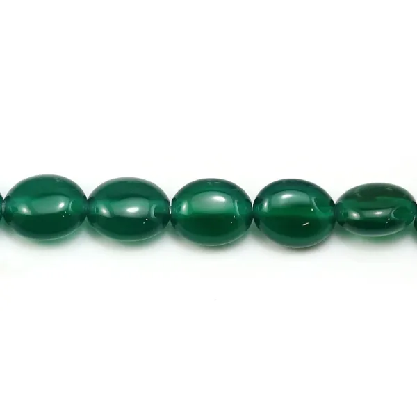 Verde ágata, oval, 8x10mm x 40cm