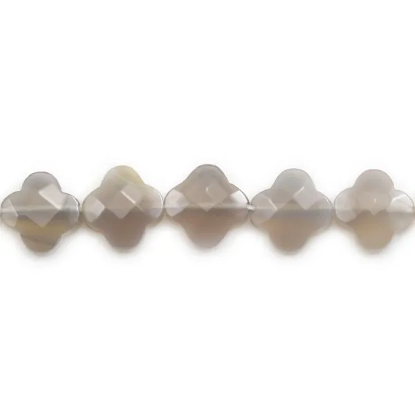 Agate gris trèfle facette 13 mm x 2pcs