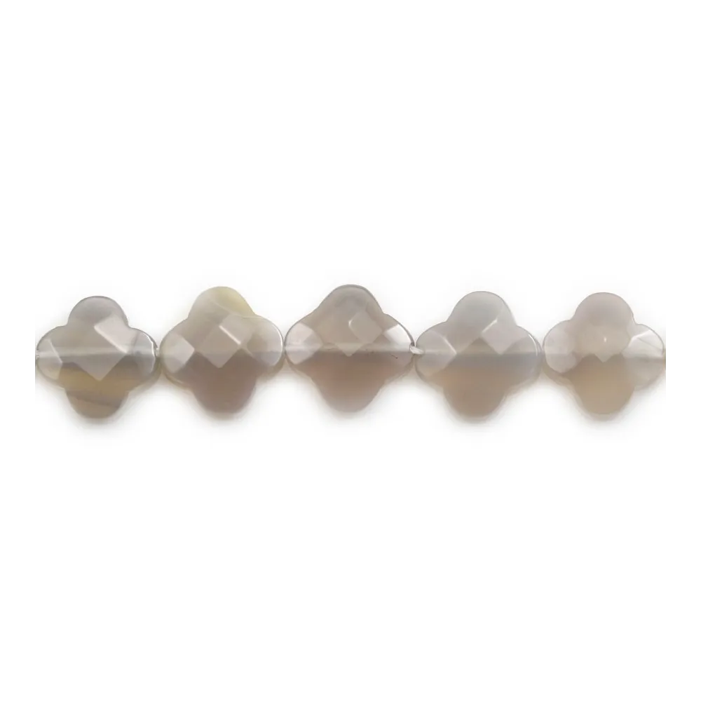 Agate gris trèfle facette 13 mm x 2pcs