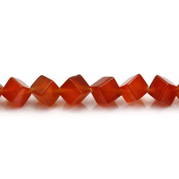 Red teinted agate, in shape of a square, 8mm x 6pcs