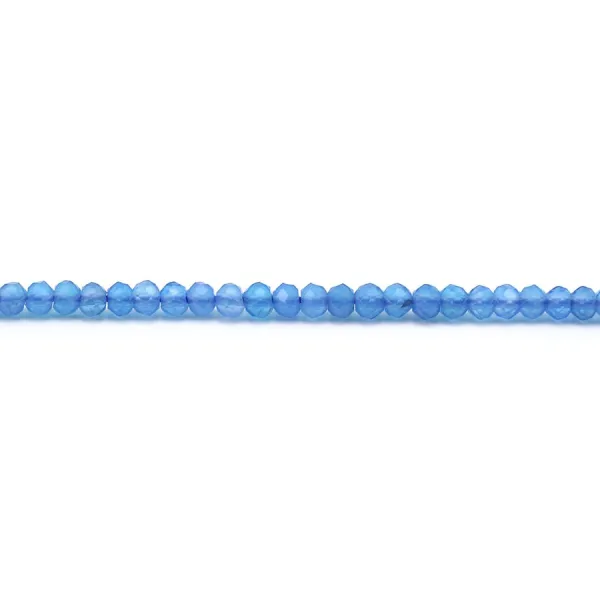 Agate teinté, couleur bleu, en forme de rondelle facetté, de taille 2x3mm x 39cm