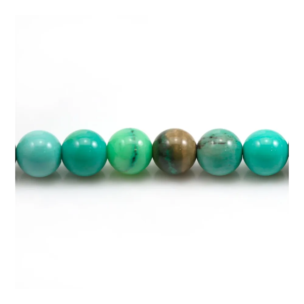 "Agate d'herbe" de couleur verte, de forme ronde, 8mm x 39cm