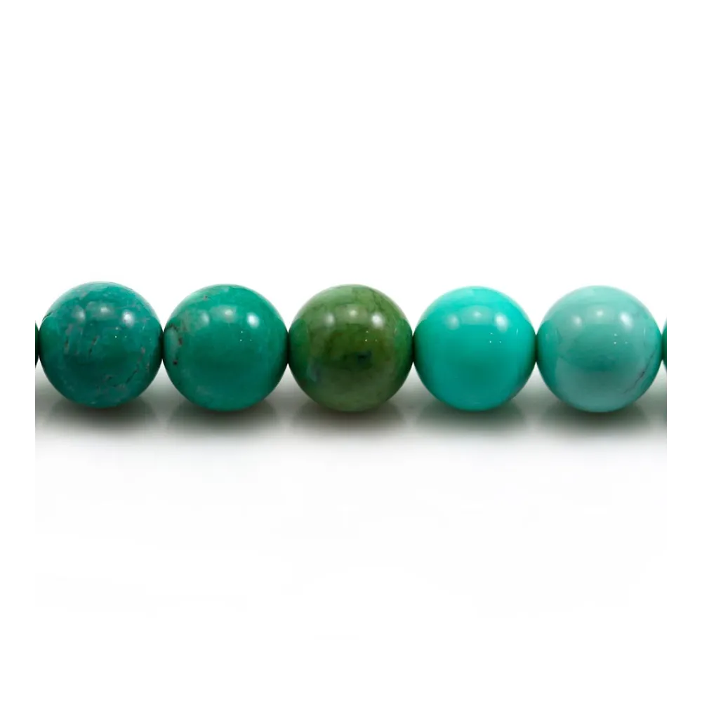 "Agate d'herbe" de couleur verte, de forme ronde, 10mm x 39cm