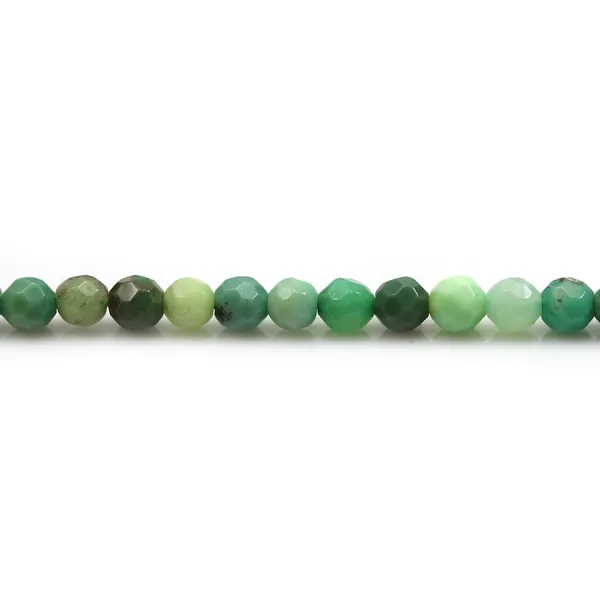 Ágata de relva, verde, facetada redonda, 4mm x 39cm