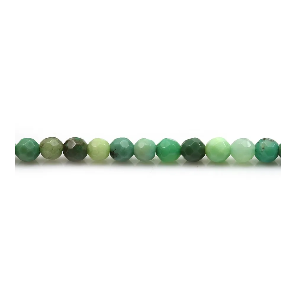 Agate d'herbe verte ronde facette 4mm x 40cm