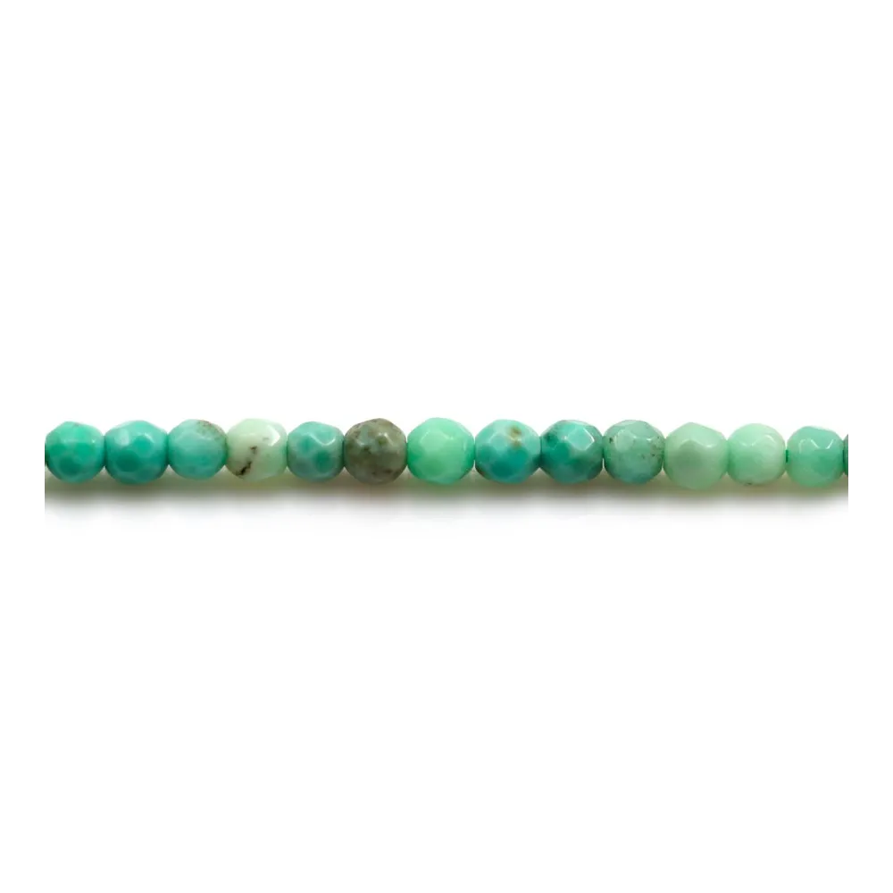 "Agate d'herbe" de couleur verte, de forme ronde facetté, 3mm x 39cm