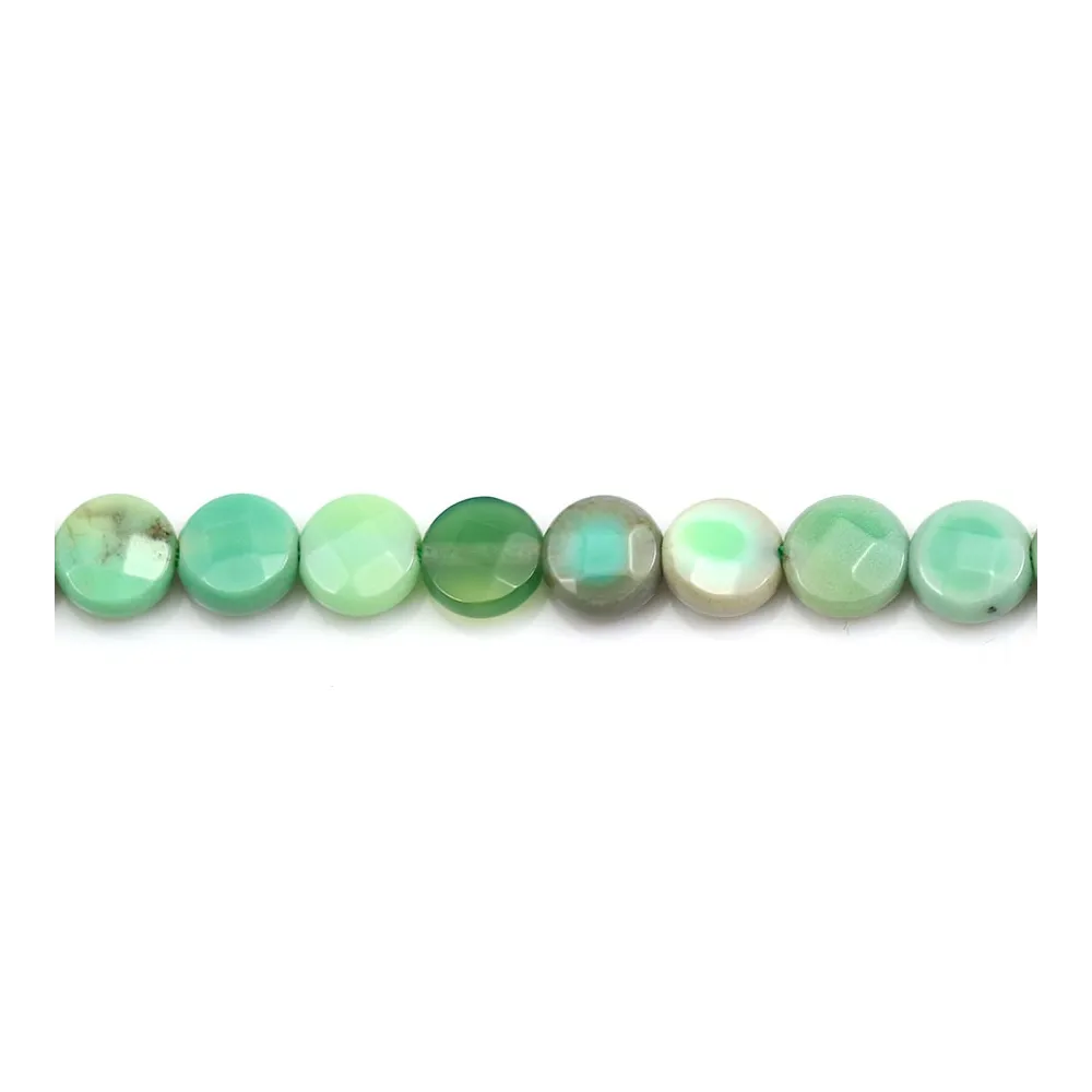 Agate d'herbe verte ronde plate facette 6mm x 40cm