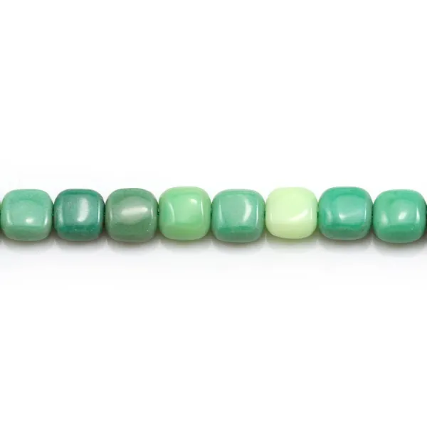 Ágata de relva, verde, quadrada, 6mm x 39cm