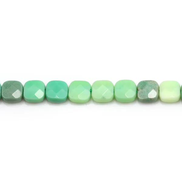 Agate d'herbe verte carré facette 6mm x 4 pcs