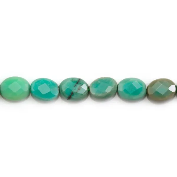 Agate d'herbe oval facetté sur fil 6x8mm x 40cm