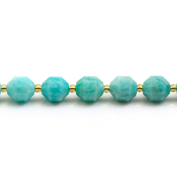 Amazonite ,en forme d'octogonal facette sur fil 10mm x 40cm