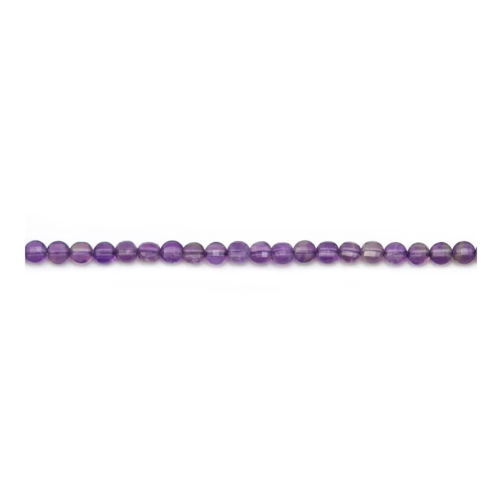 Amethyste violette, de forme ronde plate facetté, 2.5mm x 39cm