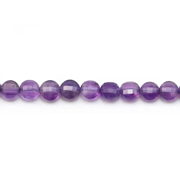 Amethyste violette, de forme ronde plate facetté, 4.5mm x 6pcs