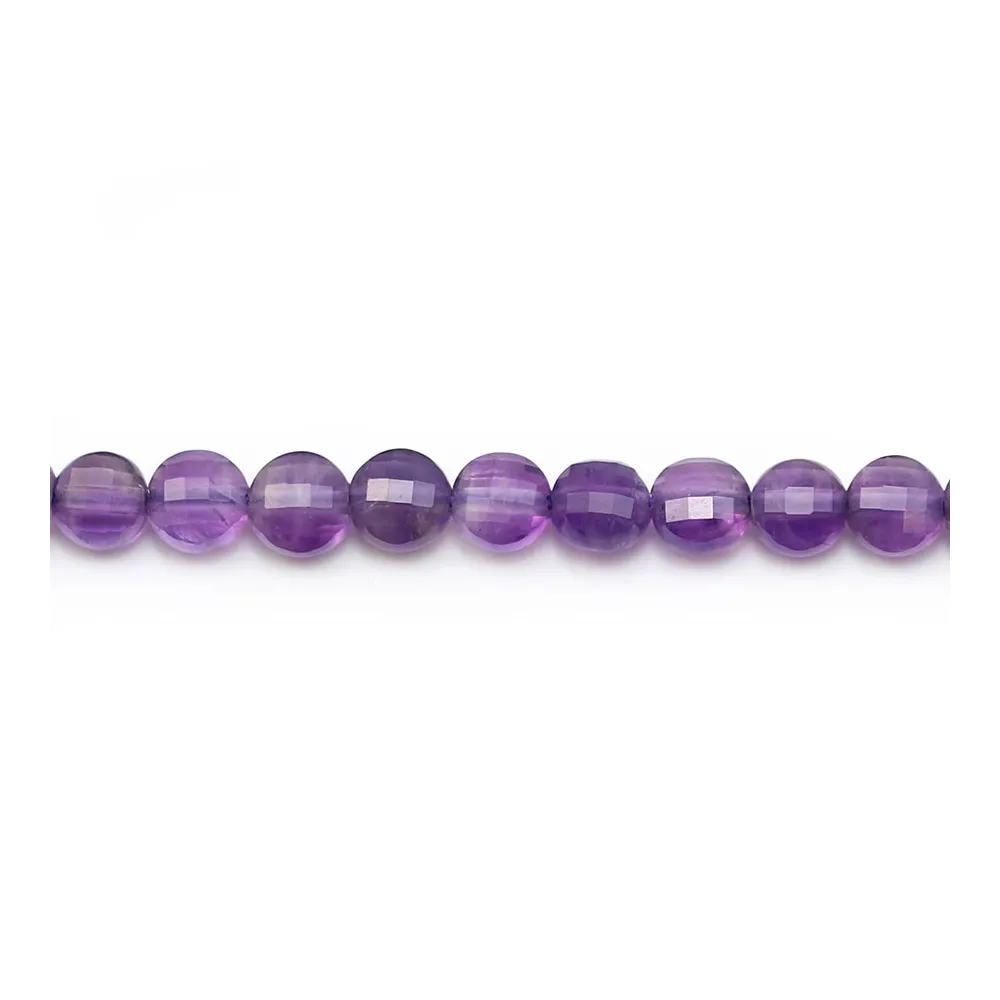 Purple amethyst, in round flat faceted shape, 4.5mm x 6pcs