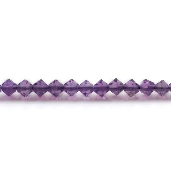 Améthyste,en forme de toupie facette 4mm x 39cm