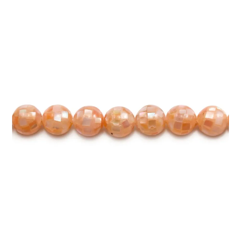 Nacre rose en boule sur fil 8mm x 40cm