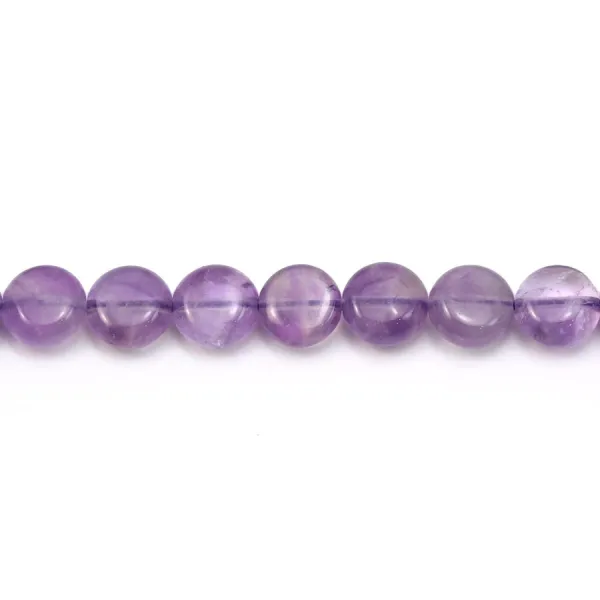Améthyste violet claire ronde plate 8mm x 6pcs