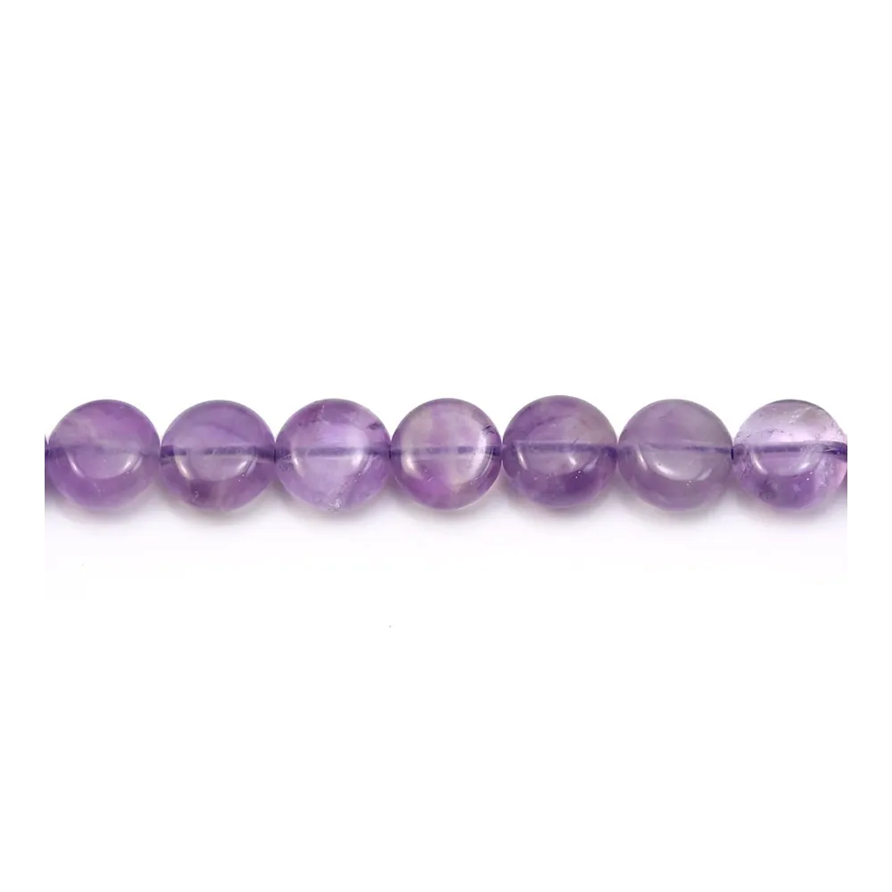 Améthyste violet claire ronde plate 8mm x 6pcs