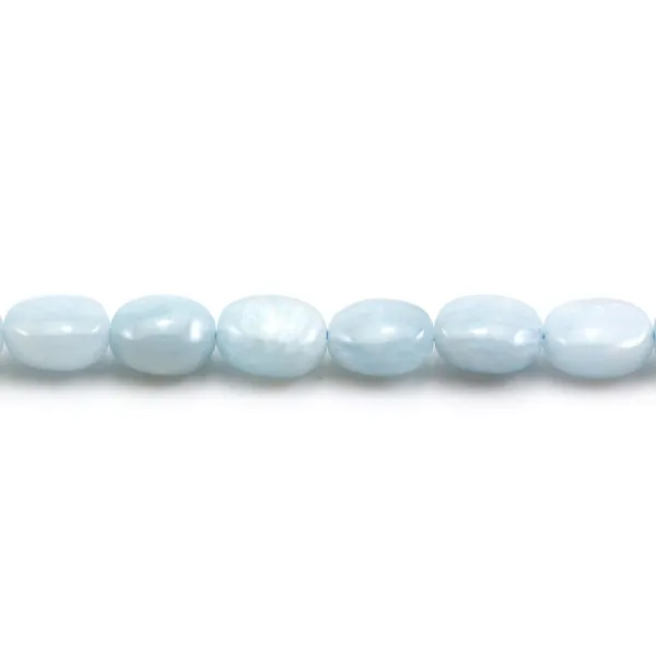 Aigue marine de forme ovale 6x8mm x 40cm