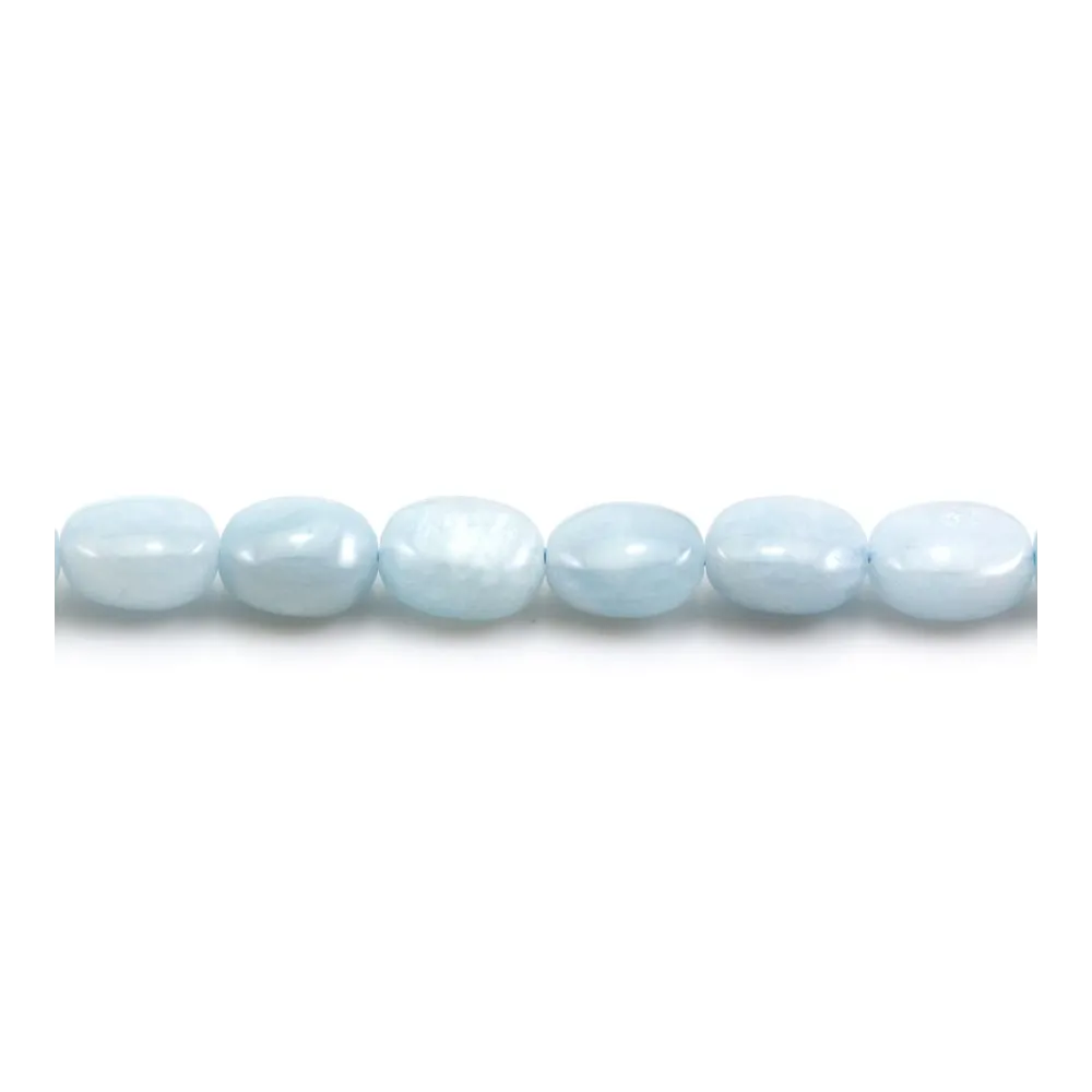 Aigue marine de forme ovale 6x8mm x 40cm