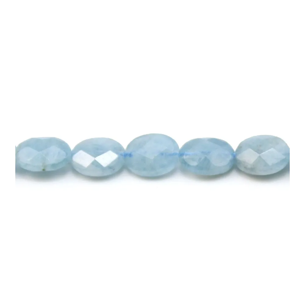 Aigue-Marine Ovale facette 10x8mm x 40cm