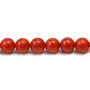 Tinted sea bamboo, in rust-colored, in round shape, 8mm x 4pcs