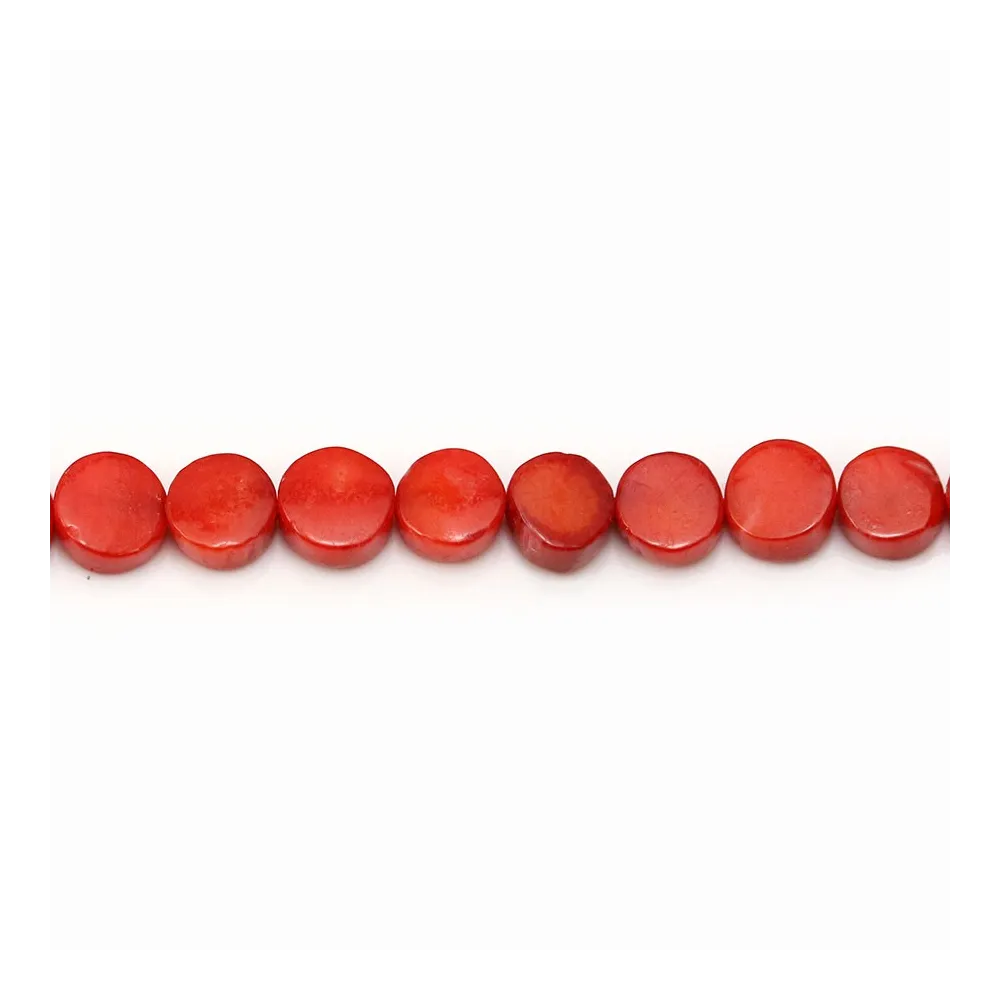 Bambou de mer teinte rouge rond plat 6mm x40cm