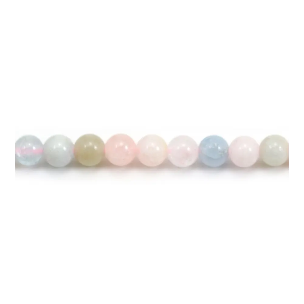 Morganite et aigue marine ronde mélangé 4mm x 40cm