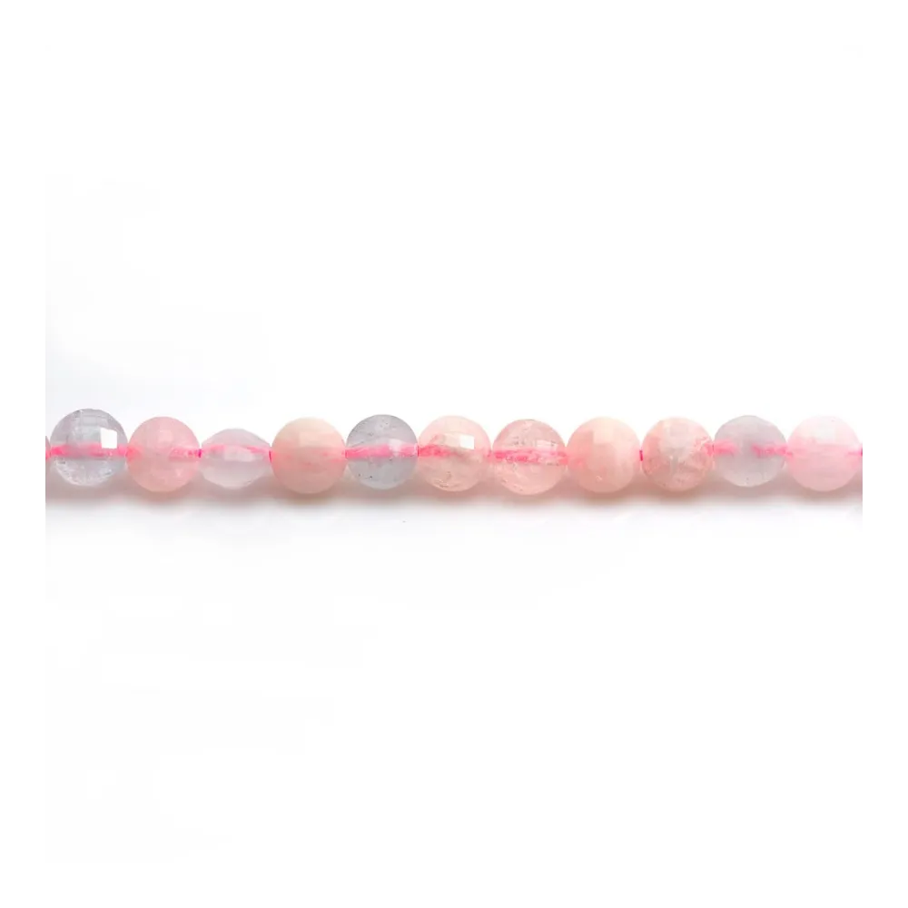 Morganite et Aigue Marine, en forme de rond plat facette  4mm x 40cm