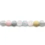 Morganite et aigue marine de forme rond plat facette, 6mm x 39cm