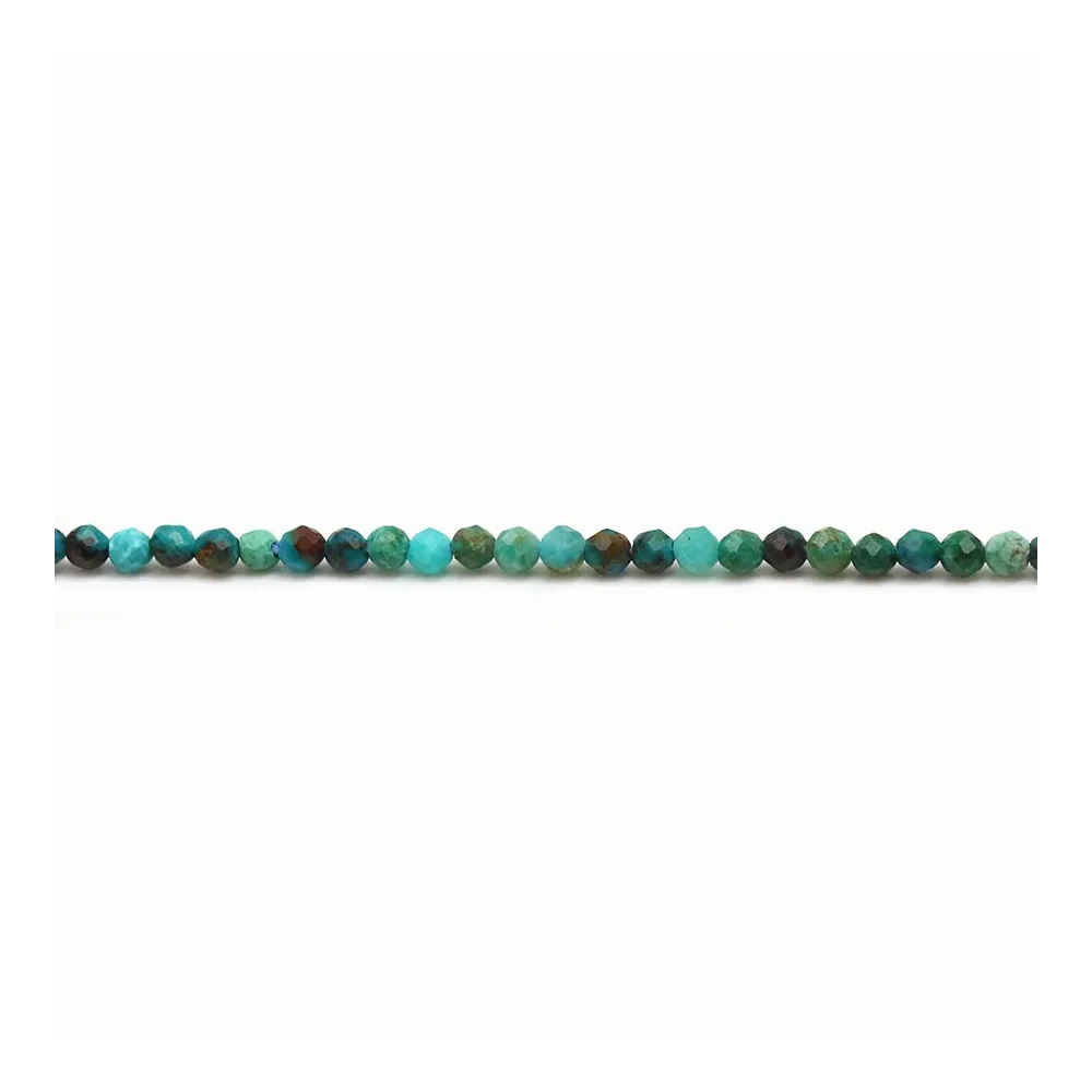Chrysocolle, de forme ronde facetté, de taille 2mm x 40cm