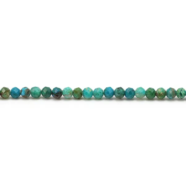 Chrysocolla, redondo facetado, 3mm x 40cm