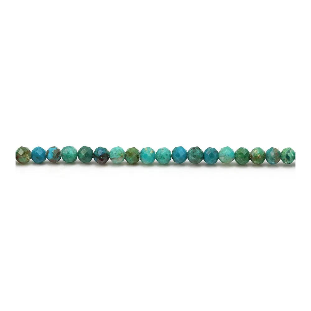 Chrysocolle, de forme ronde facetté, de taille 3mm x 40cm