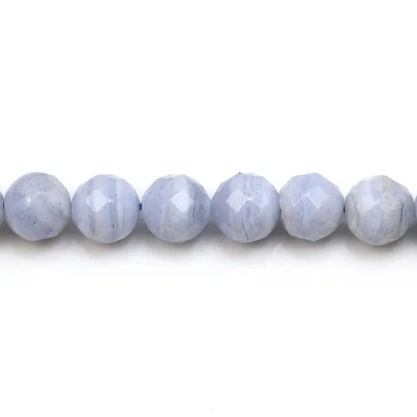 Blue Chalcedony Faceted Round  8mm x 40cm