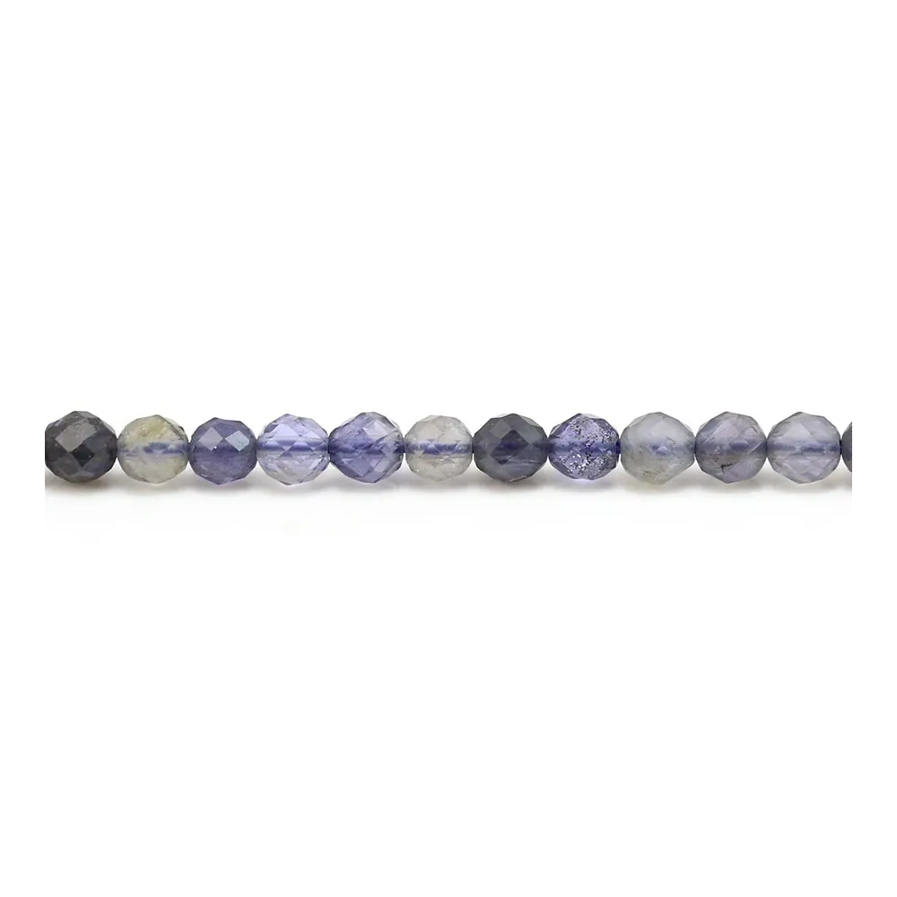 Cordiérite (Iolite)  couleur bleu-violet, de forme ronde facetté, de taille 4mm x 40cm