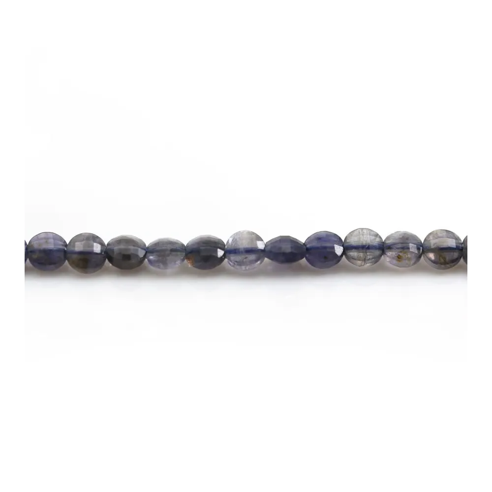 Cordiérite (Iolite)  de couleur violet, de forme rond plat facette, 4mm x 39cm