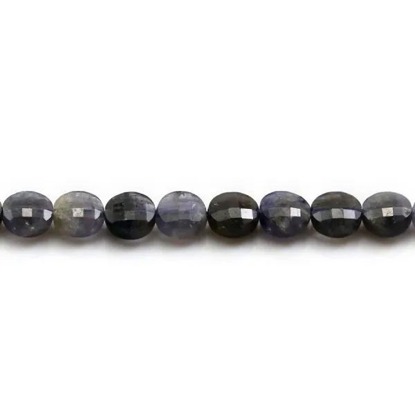 Cordiérite (Iolite) de forme rond plat facette, 6mm x 39cm
