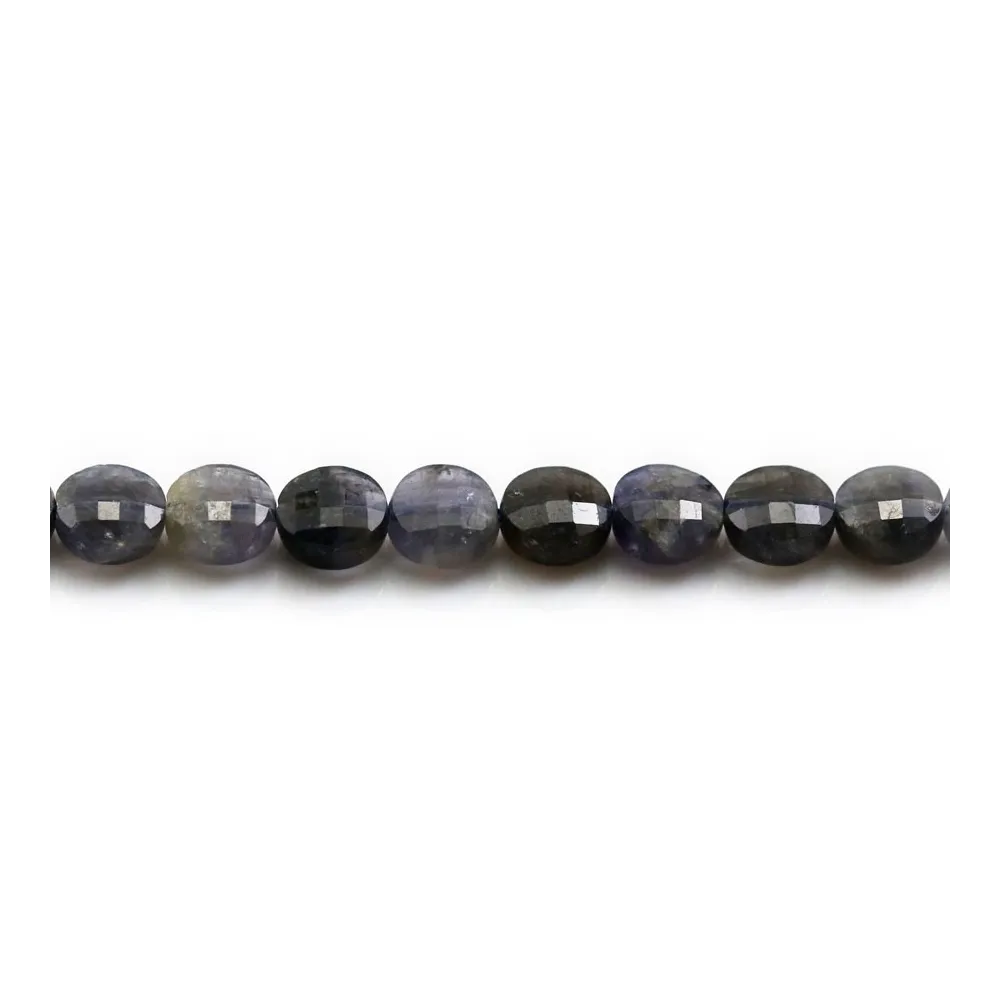 Cordiérite (Iolite) de forme rond plat facette, 6mm x 39cm