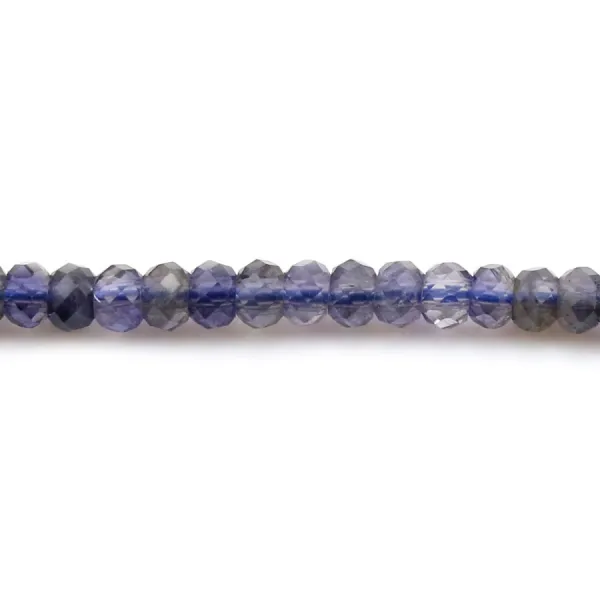 Cordierite (iolite) rondelle facettée 3-4mm x 40cm