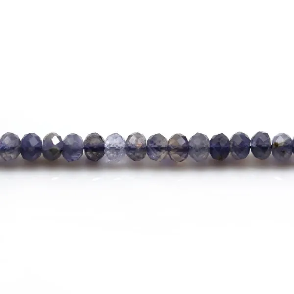 Cordiérite (Iolite) rondelles facette 3-4.5mm x 40cm