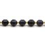 Cordiérite (Iolite),en forme d'octogonal facette sur fil 10mm x 40cm