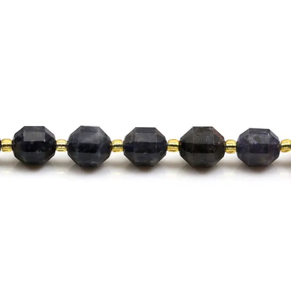 Cordiérite (Iolite),en forme d'octogonal facette sur fil 10mm x 40cm