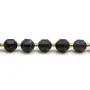 Cordiérite (Iolite),en forme d'octogonal facette sur fil 10mm x 40cm