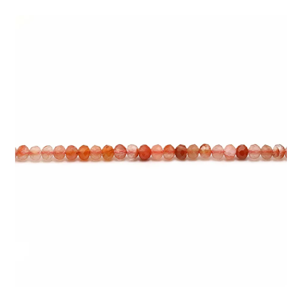 Cornaline orange, in the shape of a faceted roundel, size 2 * 3.5mm x 40cm
